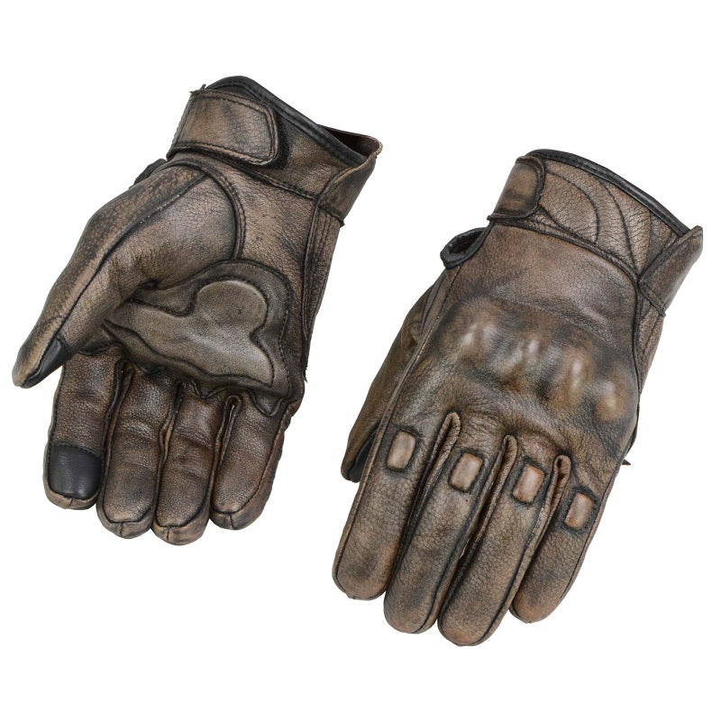 Milwaukee Leather MG7514 Men's Brown Leather with Gel Palm Motorcycle Gloves W/Protective Knuckle - Large - Image 1